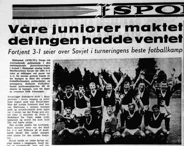 Bragden i Halmstad gikk langtfra upåaktet hen i norske aviser. Faksimile: Fremtiden 29.07.65.