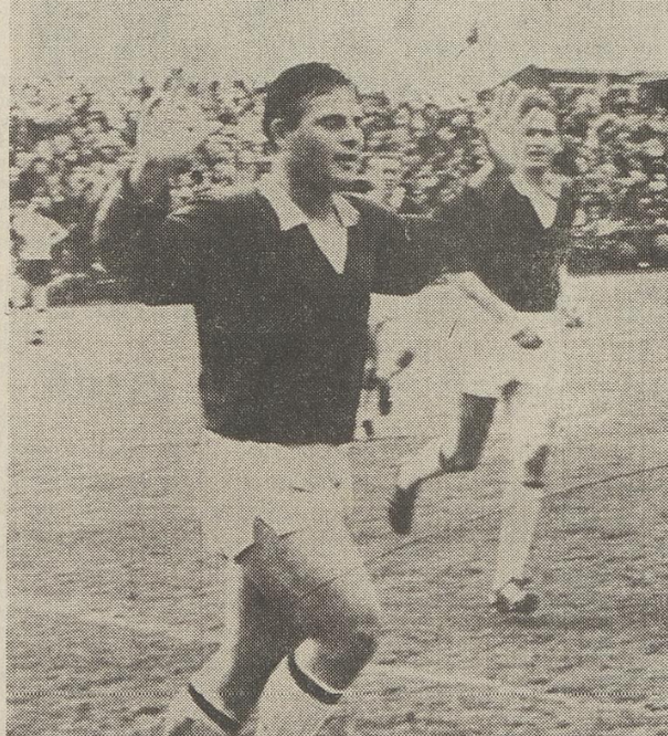 Jubel etter mål mot Rosenborg. Faksimile: DT-BB 30.09.68.