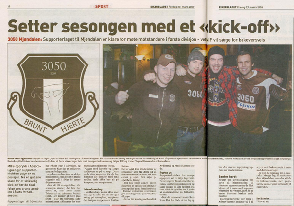 3050 var klare da klubben skulle spille i Adeccoligaen 2009. Faksimile: Eikerbladet 27. mars 2009.