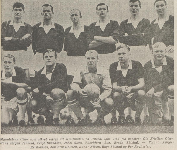 Laget som spilte kvartfinalen mot Vålerengens IF i 1968. Faksimile: DT-BB 02.09.68